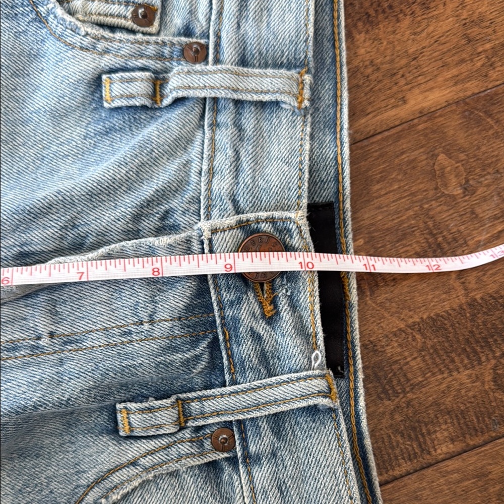 Light Blue Distressed Jean Shorts Cut-Off Style - Picture 7 of 8